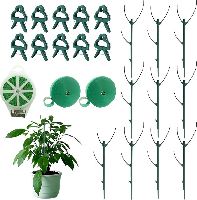 Delphinus 10 Pack Stackable Plant Support, Garden Support Stakes for Indoor Outdoor Plants Garden Stakes for Climbing and Potted Moss Pole for Support Tall Potted Plants - Image 1
