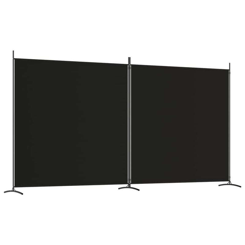 vidaXL 2Panel Room Divider with Black Fabric  Versatile and Foldable Paravent for Dividing Rooms and Sunlight Blocking