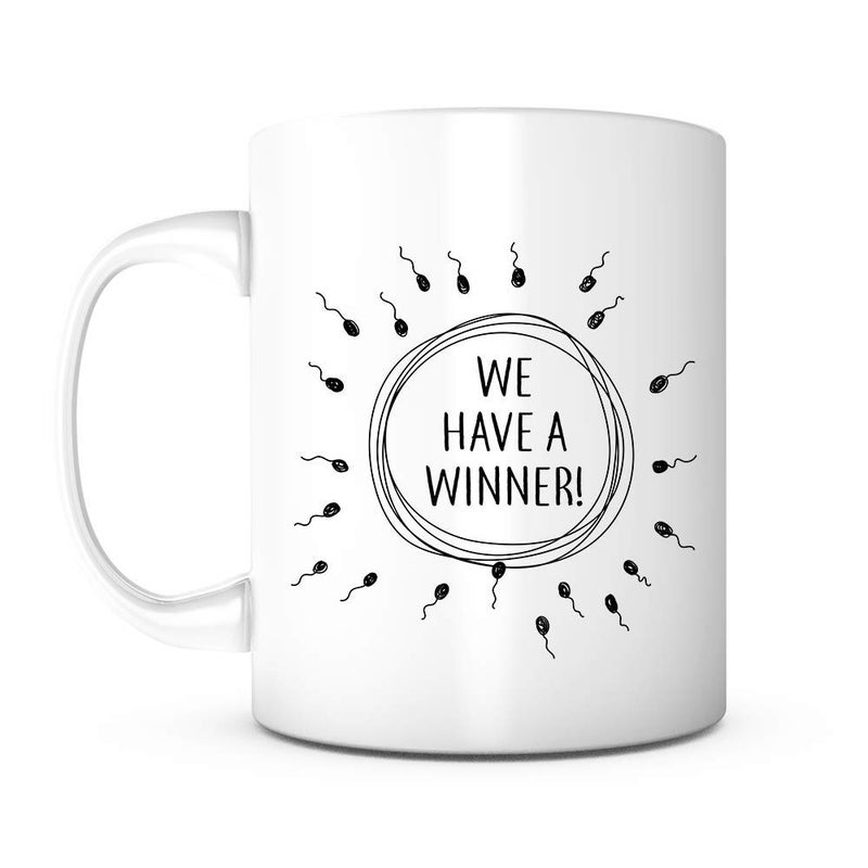 PRINT SUPREMACY We Have A Winner-11 Ounce Ceramic White Mug, Baby Shower, Baby Announcement, Funny Mug, Congratulations Husband, Expecting Mom, Coming Soon, Fatherhood, I'm Pregnant, Pregnancy Reveal - Image 1