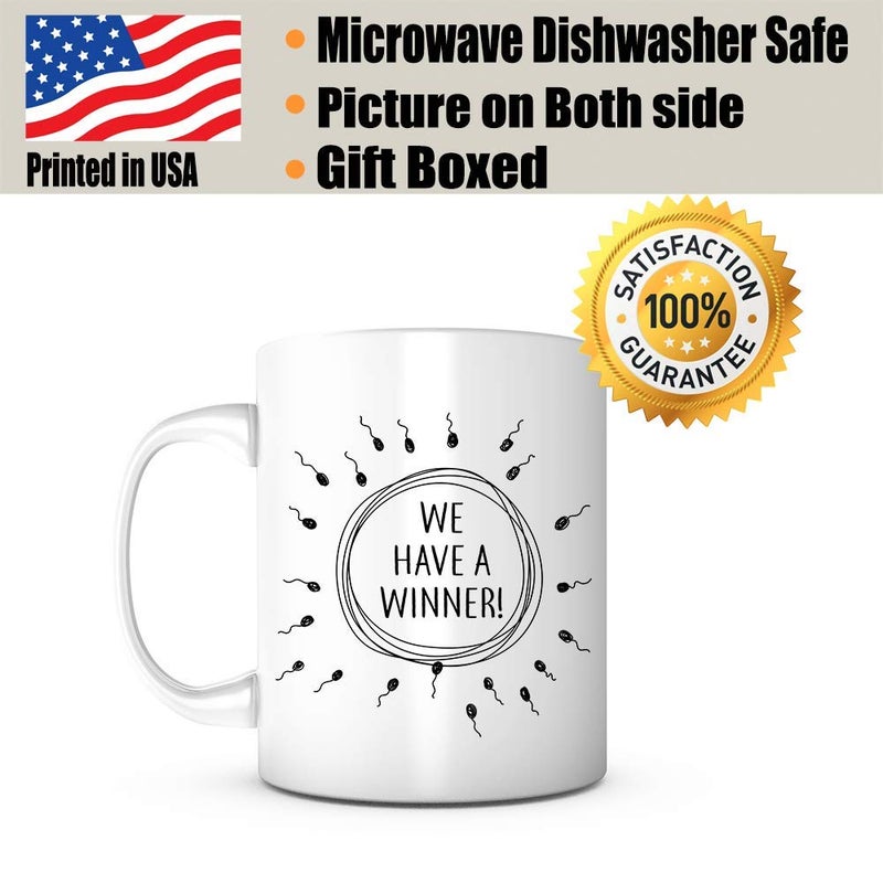 PRINT SUPREMACY We Have A Winner-11 Ounce Ceramic White Mug, Baby Shower, Baby Announcement, Funny Mug, Congratulations Husband, Expecting Mom, Coming Soon, Fatherhood, I'm Pregnant, Pregnancy Reveal - Image 2