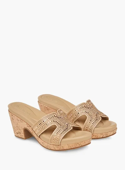 Le Confort Women Stone Embellished Slip-On Sandals with Block Heels