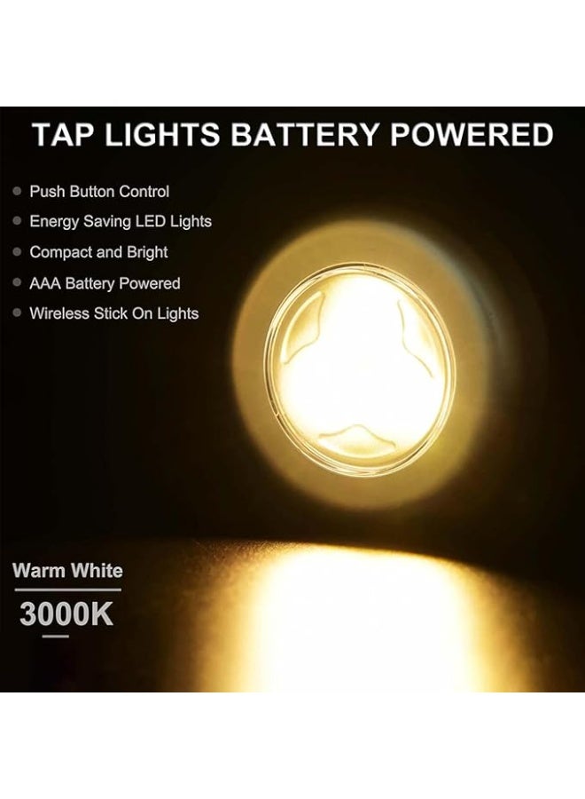 DUNISO 6 Pcs Puck Lights，Closet Light，Battery Powered Push Lights, LED Puck Lightings, Save Space，Convenient and Durable，for Hallway Bathroom Bedroom Kitchen Closet Car Interior，Warm Light - Image 2