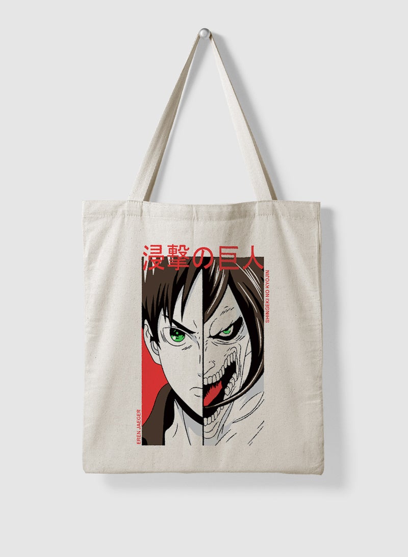 LOWHA Polyester Tote Bag with Shoulder Straps and Attack On Titan Anime Pattern  - Image 4