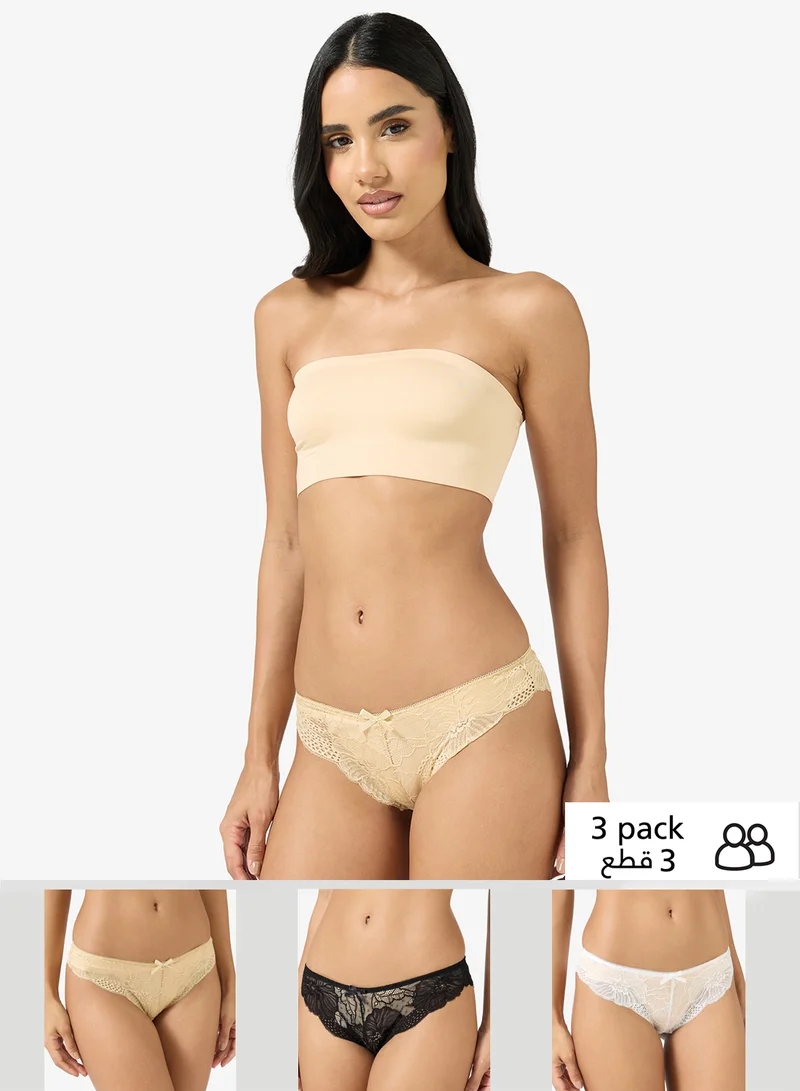 ELLA 3 Pack Cheeky Lace Brief