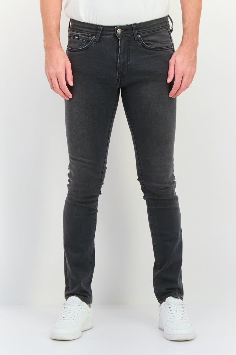 GAS Men Regular Fit Washed Stretchable Jeans, Black - Image 1