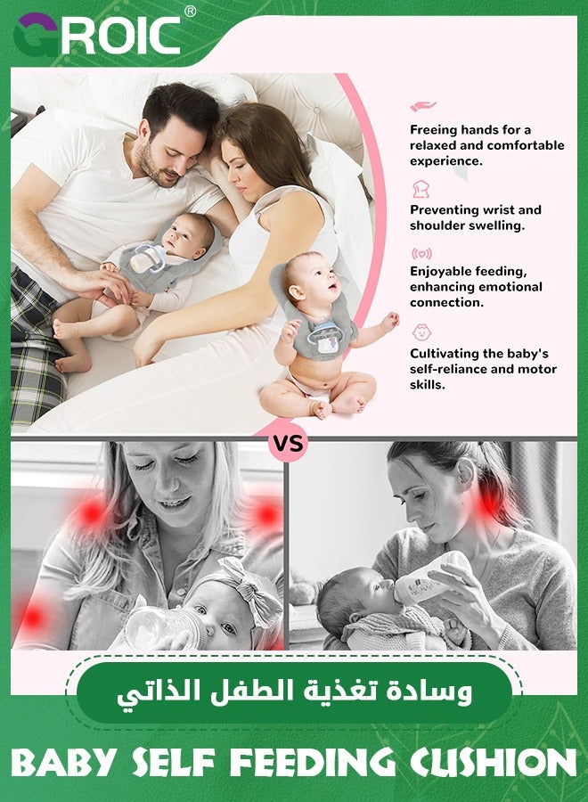 GROIC Adjustable Baby Bottle Holder for Self Feeding, 2-in-1 Detachable Baby Self Feeding Pillow and Propper for Baby Bottle, Baby Nursing Pillow Self-Feeding Support Cushion - Image 5