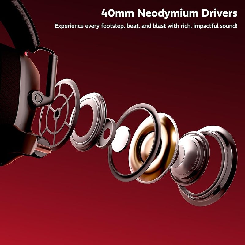 Headbug G60 Lightweight Wireless Gaming Over Ear Headphones,20Ms Ultra Low Latency(2.4Ghz),Bluetooth V5.4,40Mm Neodymium Drivers,Crystal Clear Mic,Soft Leatherlite Headband,for PS5,PS4,PC,Mobile - Image 3