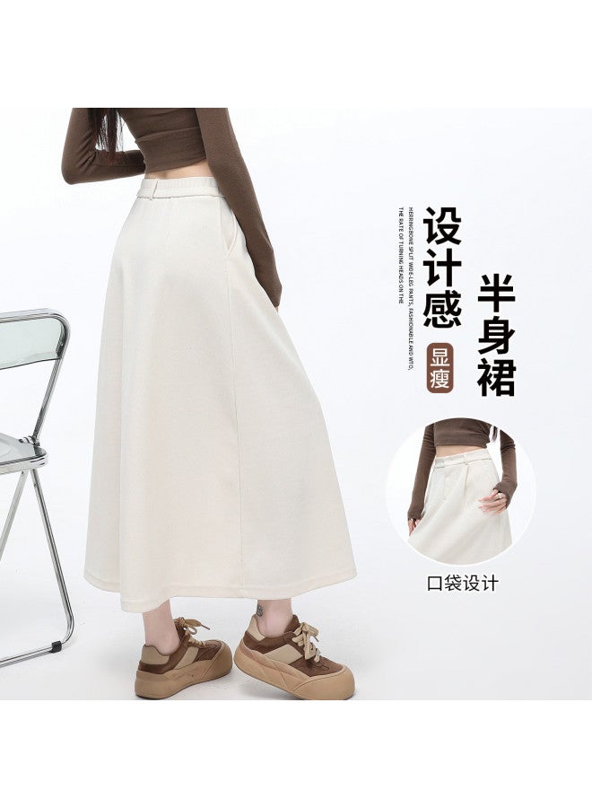 Hstyle Simple High-waist American Skirt 2025 Spring Collection Versatile Casual Slimming Wide-hip Cover Flared A-line Skirt - Image 2
