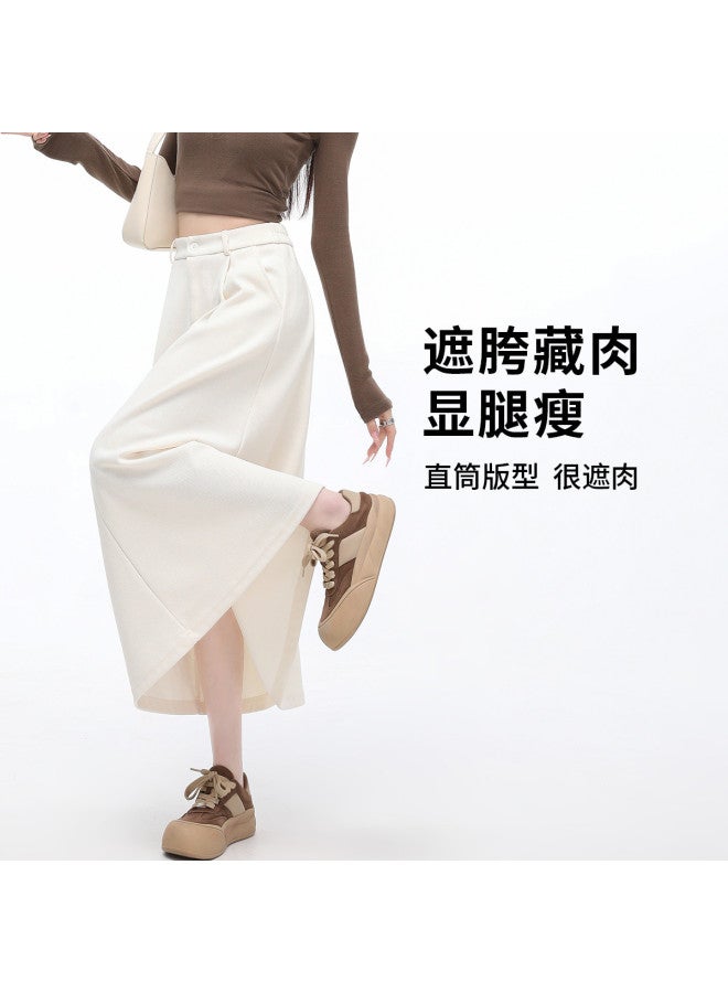 Hstyle Simple High-waist American Skirt 2025 Spring Collection Versatile Casual Slimming Wide-hip Cover Flared A-line Skirt - Image 4