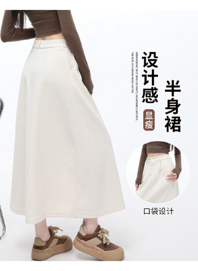 Hstyle Simple High-waist American Skirt 2025 Spring Collection Versatile Casual Slimming Wide-hip Cover Flared A-line Skirt - Image 1