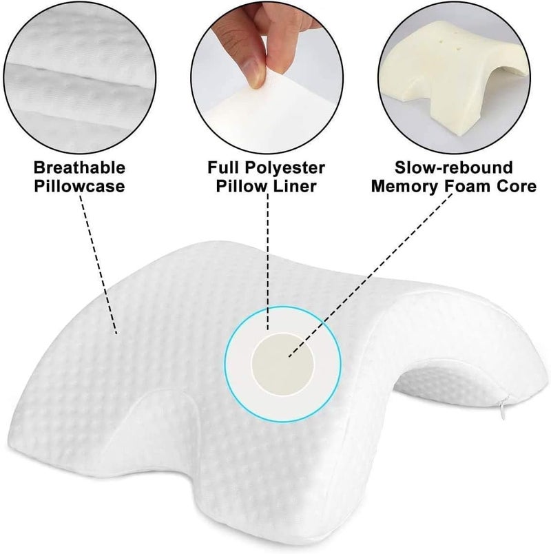 PRAMANTA Memory Foam Pillow for Sleeping Orthopedic Bed Pillow for Neck & Shoulder Pain Relief with Cover, White Sleeping Pillow with Zip (1Pcs) - Image 2