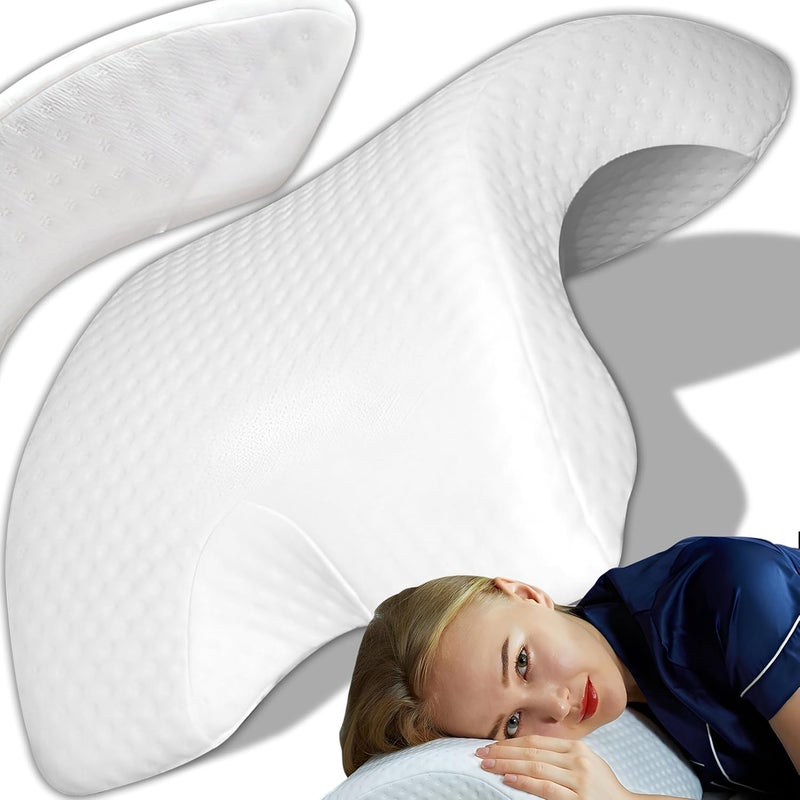 PRAMANTA Memory Foam Pillow for Sleeping Orthopedic Bed Pillow for Neck & Shoulder Pain Relief with Cover, White Sleeping Pillow with Zip (1Pcs) - Image 1