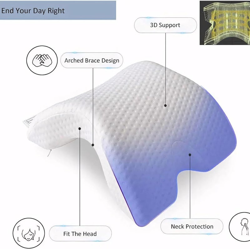 PRAMANTA Memory Foam Pillow for Sleeping Orthopedic Bed Pillow for Neck & Shoulder Pain Relief with Cover, White Sleeping Pillow with Zip (1Pcs) - Image 3