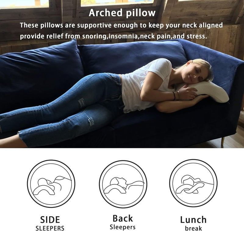 PRAMANTA Memory Foam Pillow for Sleeping Orthopedic Bed Pillow for Neck & Shoulder Pain Relief with Cover, White Sleeping Pillow with Zip (1Pcs) - Image 4