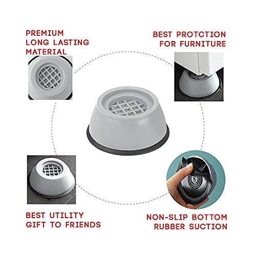 VYOOx 4 Pices Multi-Purpose Anti Vibration Pads for,Washing Machine Feet with Tank Tread Grip for Washer and Dryer, Protects Laundry Room Floor for Home Appliances (Round White) - Image 3