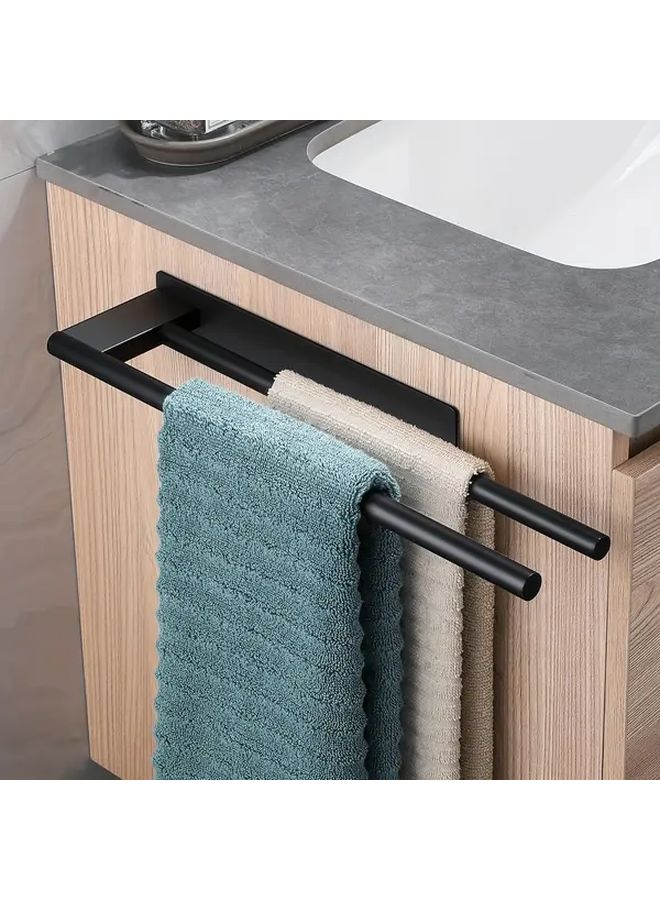 Stainless Steel Single Rod Towel Rack Heavy Duty Self Adhesive Wall Mounted Double Arms Space Saving Bathroom Kitchen Organizer - Image 3