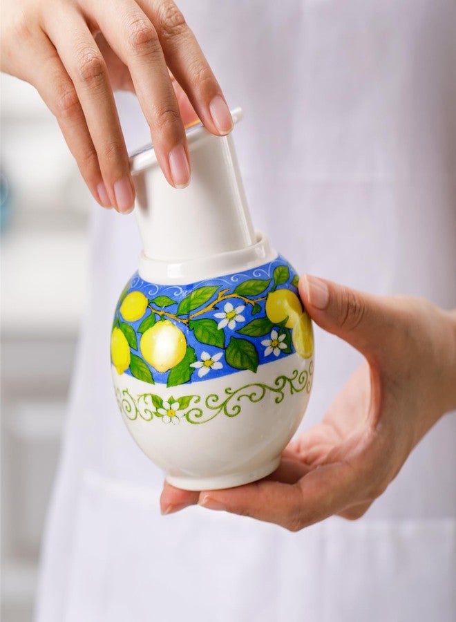 SiliFine Butter Crock Ceramic Butter Dish French Keeper with Lid and Scraper Italian Lemon White and Blue Porcelain Pattern Countertop Storage Container for Housewarming Gift Kitchen Accessory - Image 5