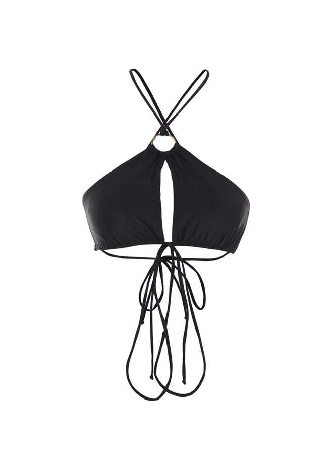 trendyol - Black Halter Neck Accessory Bikini Top TBESS23BU00016 - Image 1
