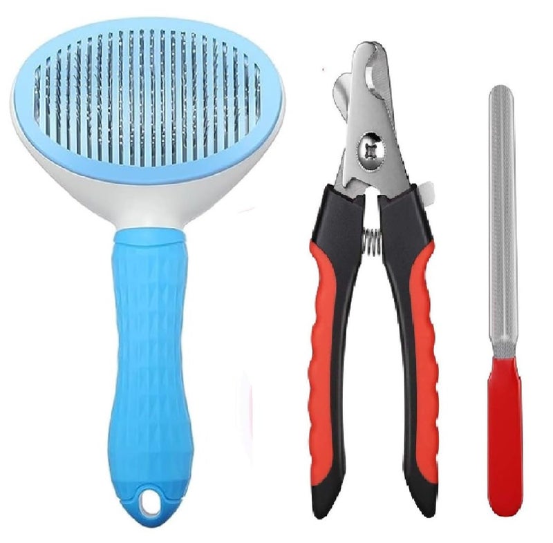 Agirav Tails Self Cleaning Slicker Pet Grooming Brush | Pet Cleaning Tool Suitable for All Pets | (Oval + Nailcutter) - Image 5