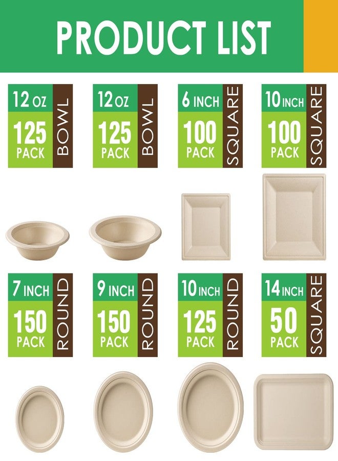 Gezond 100 Pack Compostable Square Plates 6 Inch Disposable Paper Plates Sugarcane Cake Plates for Party Unbleached Eco-friendly Salad Plates Biodegradable - Image 4