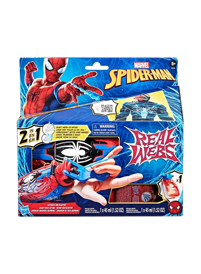 SPIDERMAN Marvel Spider-Man Real Webs Ultimate Web Blaster, 2-in-1 Blaster, Role Play Toy, Spider-Man Costume, Spider-Man Toys for Kids 5 and Up