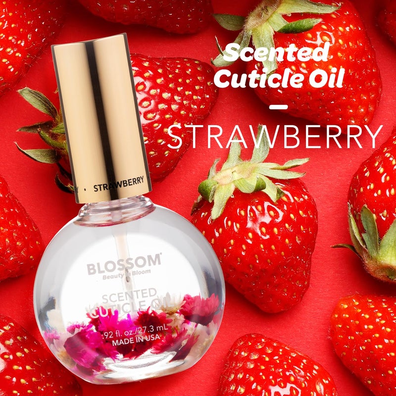 Blossom Cuticle Oil for Nails, Hydrating, Moisturizing, Scented Nail Oil Cuticle Care, Infused with Real Flowers, Made in USA, 0.92 fl. oz, Strawberry - Image 2