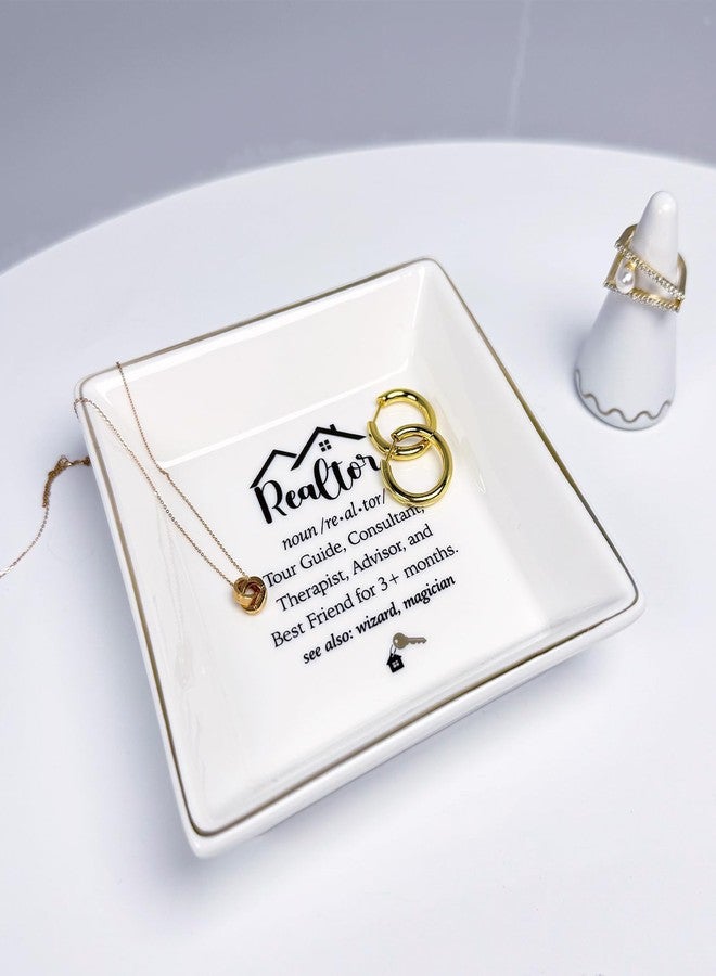 MALLAbyLAMMA Realtor Gifts Women, Realtor Trinket Dish Tray Ceramic with Ring Holder, Realtor Keychain, Real Estate Agent Gifts for Women, Thank You Gift for Female Realtor Birthday Closing Christmas - Image 5