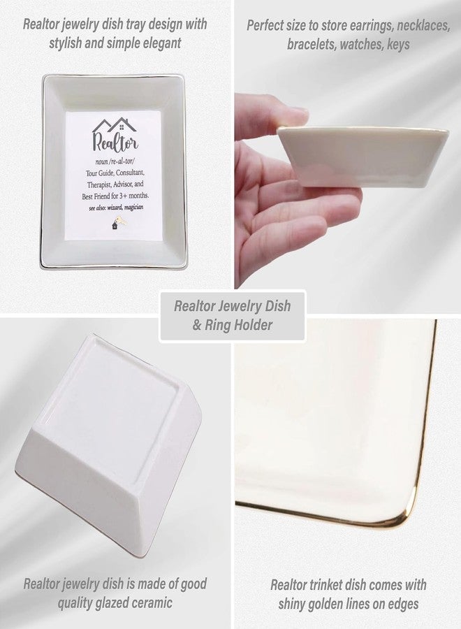 MALLAbyLAMMA Realtor Gifts Women, Realtor Trinket Dish Tray Ceramic with Ring Holder, Realtor Keychain, Real Estate Agent Gifts for Women, Thank You Gift for Female Realtor Birthday Closing Christmas - Image 3