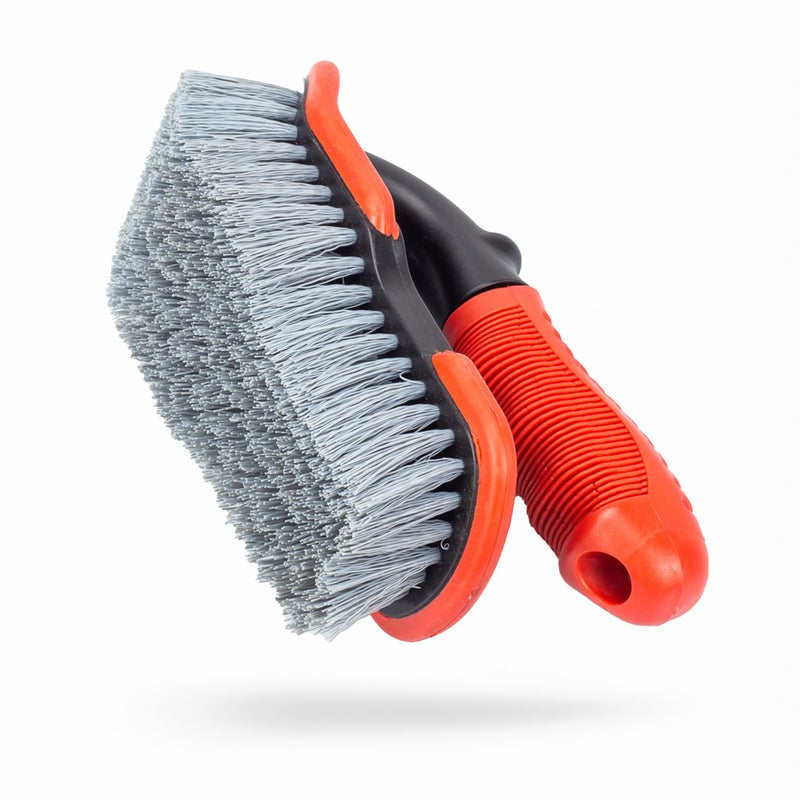 Maxshine Universal Tire  Carpet Curved Brush  Stiff Bristle Wheel  Tire Cleaning Brush for Car Detailing  Durable Ergonomic Design for Deep Cleaning Tires Floor Mats  Carpeted Surfaces