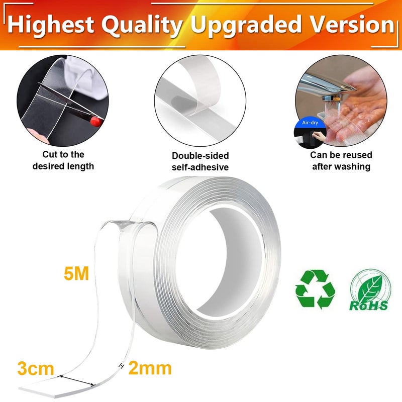 Winline 3 Meter Double Sided Tape Heavy Duty - Multipurpose Removable Traceless Mounting Adhesive Tape for Walls，Washable Reusable Strong Sticky Strips Grip Tape - Image 2