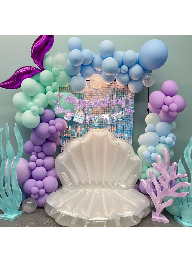 SYOSI Mermaid Birthday Banner, Sea Birthday Party Decorations, Ocean Themed Party Decor with Shells, Whales & Sea Creatures for Beach Parties, Complete Mermaid Decorations Kit for Girls (Purple) - Image 4