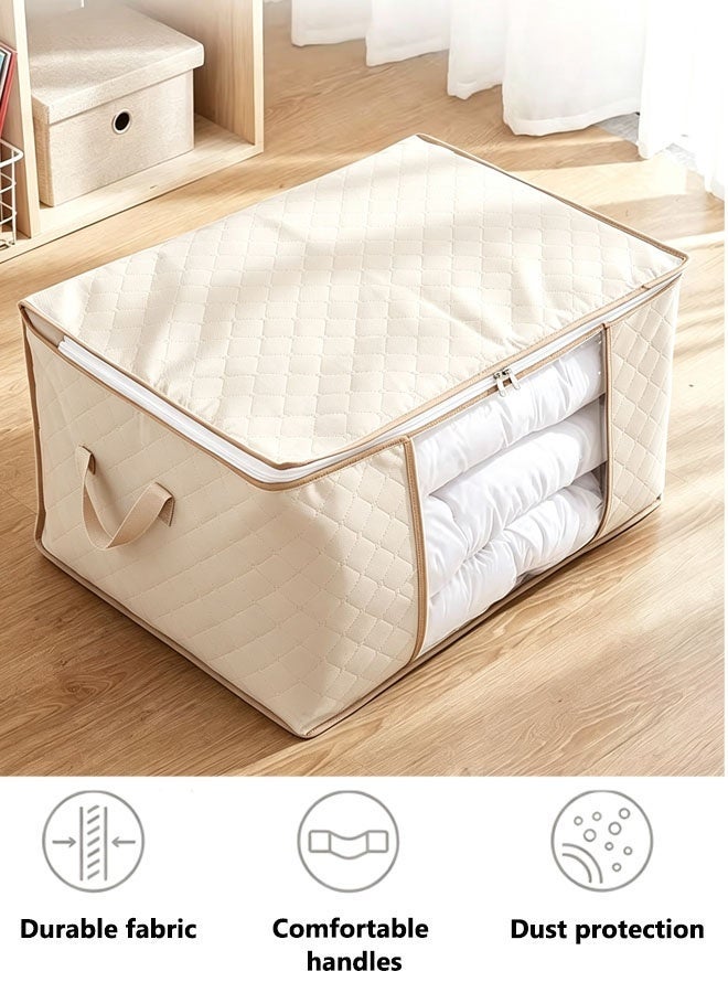 1PC Foldable Non-woven Fabric Closet Storage Bag ，Bedroom Large Capacity Clothing Storage Bag , With Reinforced Handle, Sturdy Zipper And Transparent Window, For Quilts, Clothing , Bedding , Dustproof Storage Bag - Image 1