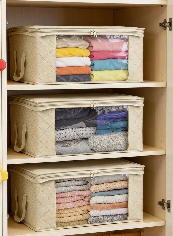 1PC Foldable Non-woven Fabric Closet Storage Bag ，Bedroom Large Capacity Clothing Storage Bag , With Reinforced Handle, Sturdy Zipper And Transparent Window, For Quilts, Clothing , Bedding , Dustproof Storage Bag - Image 5