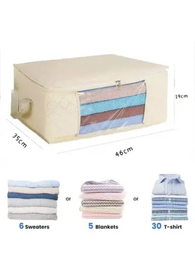 1PC Foldable Non-woven Fabric Closet Storage Bag ，Bedroom Large Capacity Clothing Storage Bag , With Reinforced Handle, Sturdy Zipper And Transparent Window, For Quilts, Clothing , Bedding , Dustproof Storage Bag - Image 3
