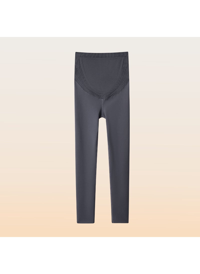 Generic Maternity Fleece-Lined High-Waisted Plus Size Pants New Style Autumn/Winter Warm Thickened Support Belly Pants Bottoming Pants Gray coffee  - Image 2