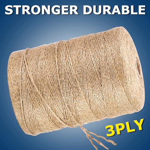 Vanhench Jute Twine Rope 1/13" (2mm) x 1100FT, Natural Jute String Cord for Crafts Gardening Garden Plant Gift Wrapping Rope Arts & Crafts Packing Material Christmas Twine Bulk Halloween Decorations - Image 4