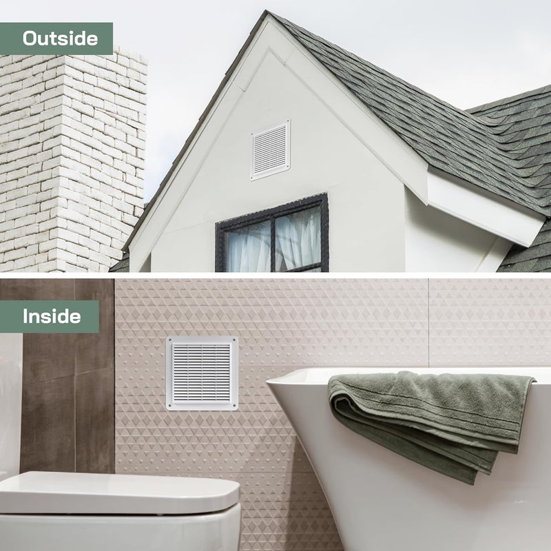 Vent Systems أنظمة التهوية 10 × 10 بوصة غطاء تهوية معدني أبيض متين مع شبك ومصاريع مدمجة تركيب سهل لنظام عودة الهواء وعادم HVAC - Image 5
