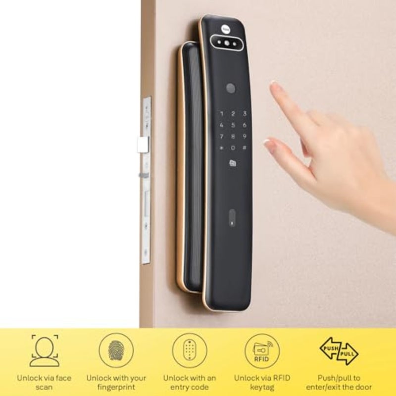 لونا برو بلس قفل الباب الذكي دفع وسحب، رمز PIN للتعرف على بصمة الإصبع وRFID، مفتاح ميكانيكي، قابل لإعادة الشحن من النوع C، قفل تلقائي وطاقة الطوارئ، تنبيهات فورية للوصول عن بعد - Image 3
