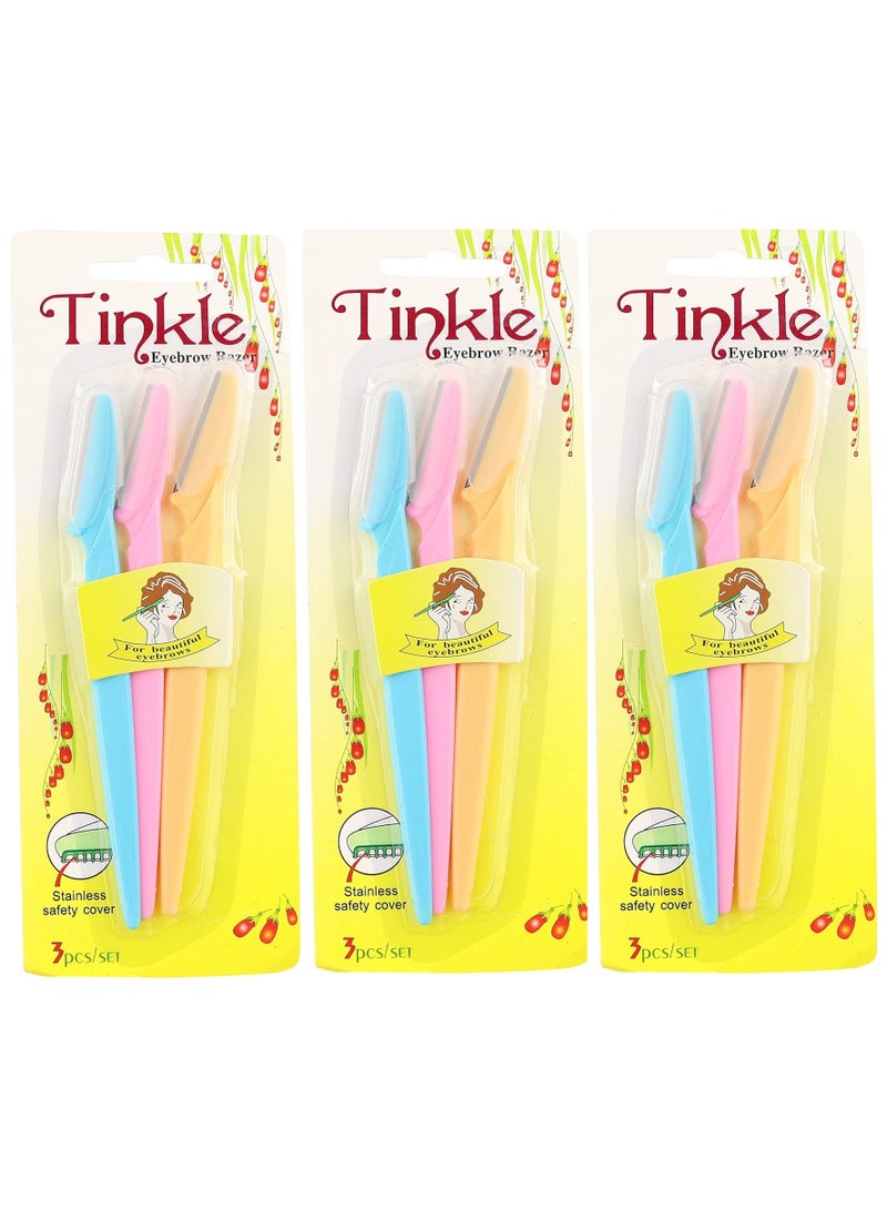 Tinkle 3 packs Set Of 3 Eyebrow/Facial Hair Razor Pink/Blue/Yellow