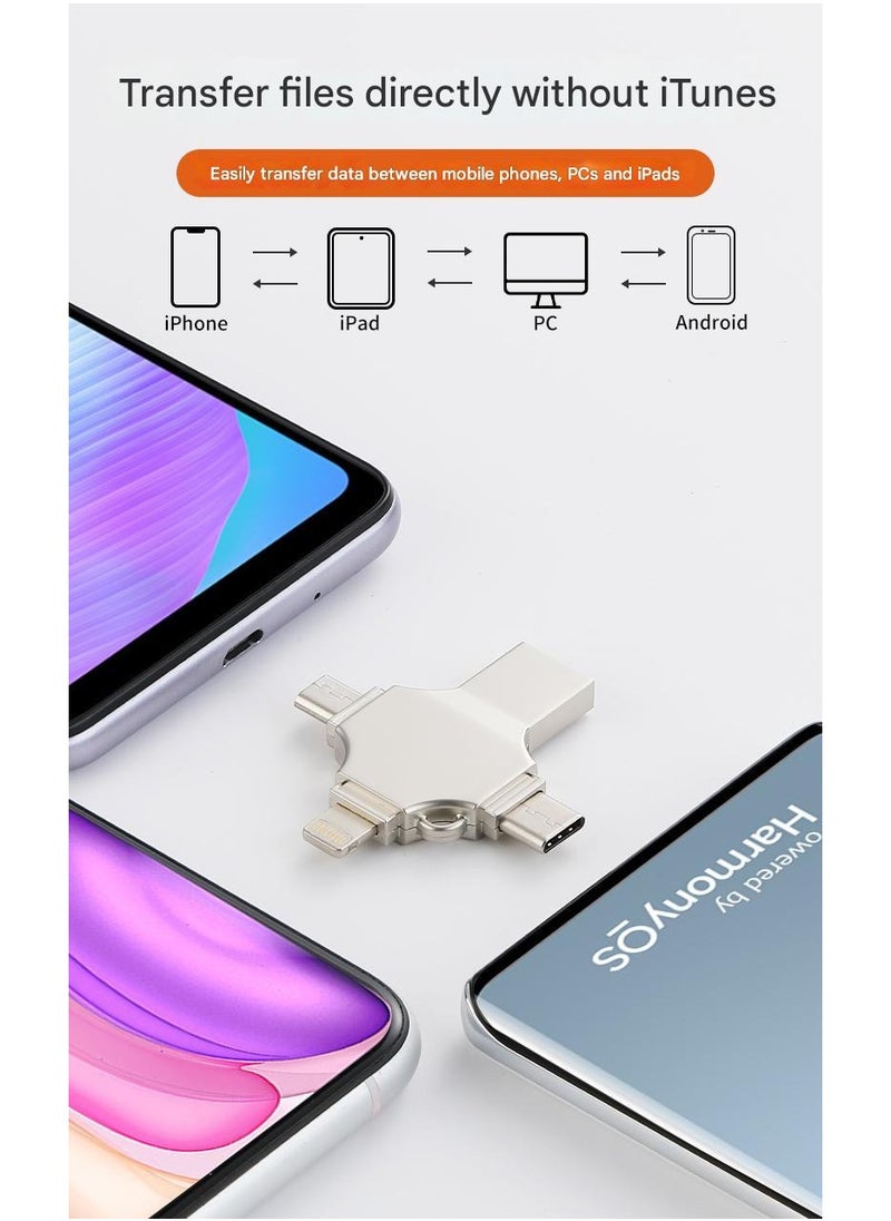 RUKYU 128GB 4 in 1 Multifunction USB Type-C Flash Drive ,Memory Stick Flash with Micro USB Type-C Ports for Android Smart Iphone Pad MacBook and Laptop  - Image 5
