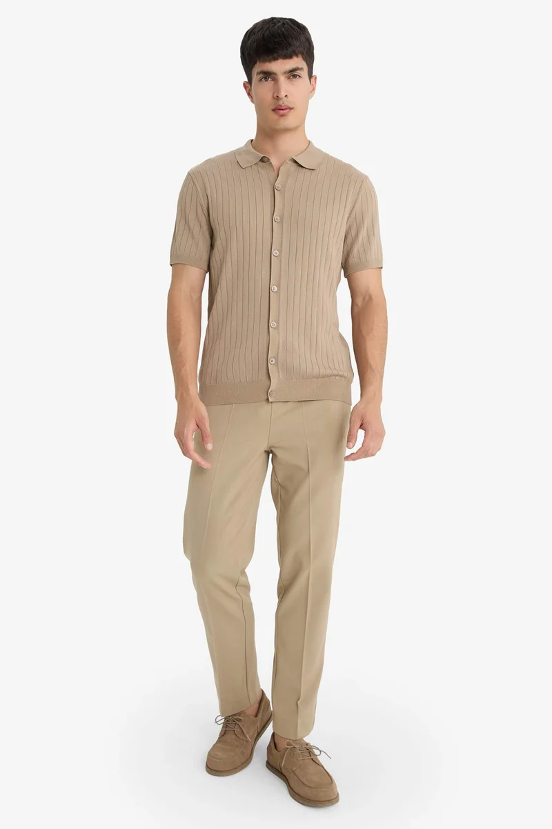 ديفاكتو Standard Fit Polo Collar Knitwear Short Sleeve Polo T-Shirt