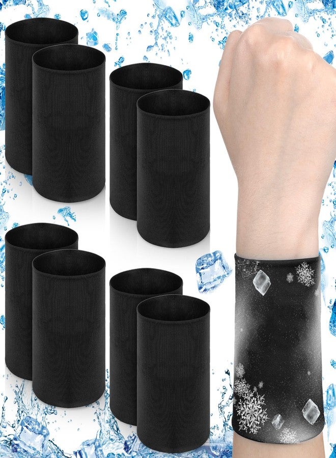Relaxgiant 4 Pairs Cooling Wristbands Athletic Exercise Breathable Wrist Sweatband Sweat Ice Absorbing Wristbands for Outdoor Yoga Gym Camping Running Tennis (Black) - Image 1