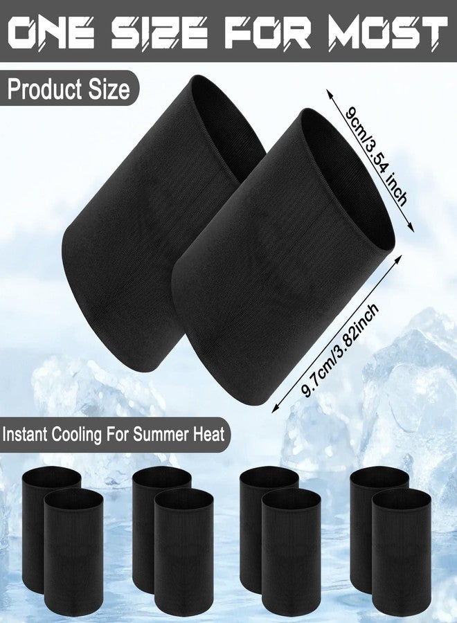 Relaxgiant 4 Pairs Cooling Wristbands Athletic Exercise Breathable Wrist Sweatband Sweat Ice Absorbing Wristbands for Outdoor Yoga Gym Camping Running Tennis (Black) - Image 2