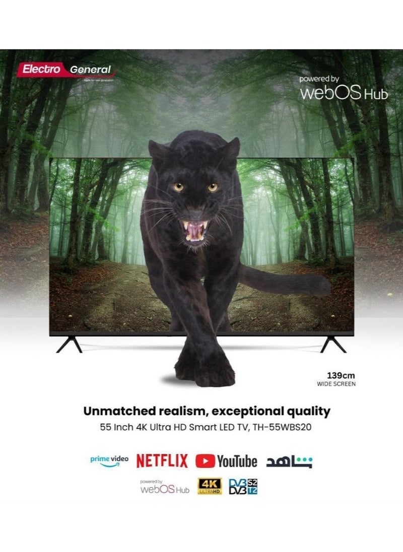 Electro General - 55-Inch Smart LED TV UHD 4K – Model TH-55WBS20 – Cutting-Edge Display, Enhanced Audio, and Advanced Smart Features - Image 1