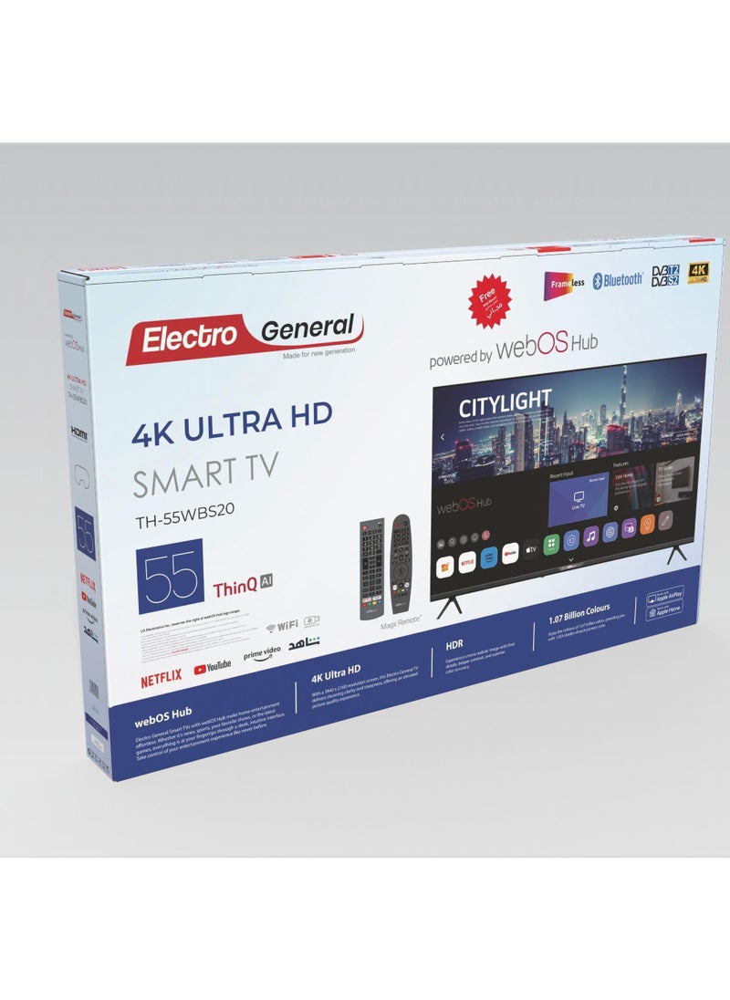 Electro General - 55-Inch Smart LED TV UHD 4K – Model TH-55WBS20 – Cutting-Edge Display, Enhanced Audio, and Advanced Smart Features - Image 1
