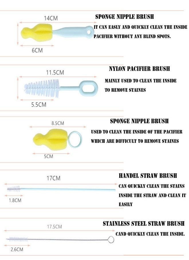 ZCM-HAPPY - 20-Piece 360 Degree Rotating Bottle Cleaning Brush Set for Cleaning Baby Bottles, Pacifiers, Sports Bottles, Vases and Glassware - Image 1