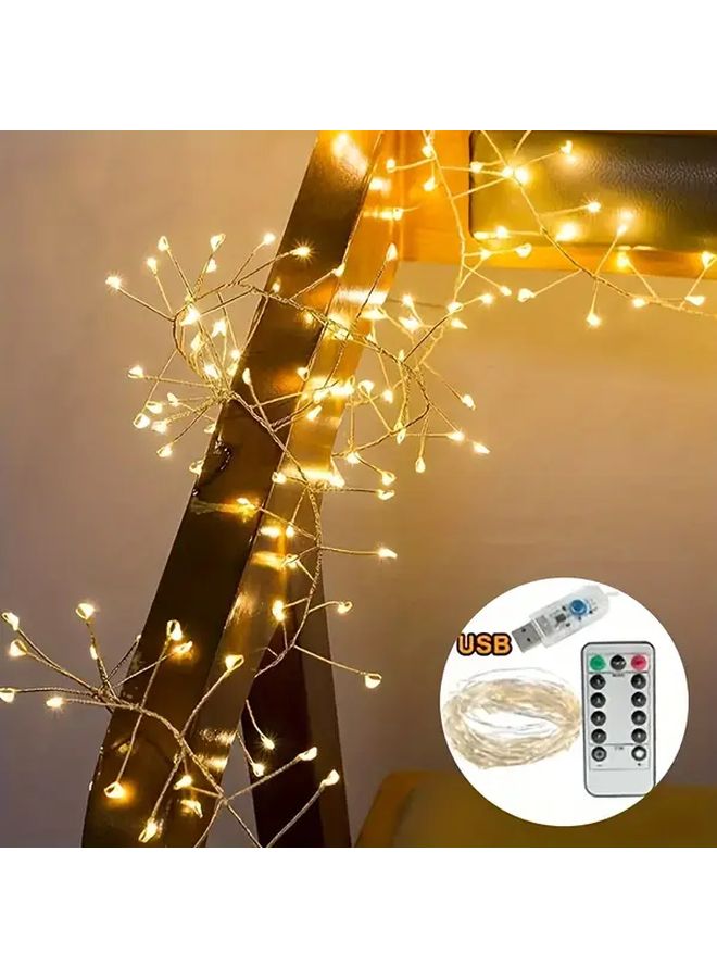 200 LED Firecracker String Lights 236 Inch 6M Warm White Remote 8 Modes For Christmas - Image 1