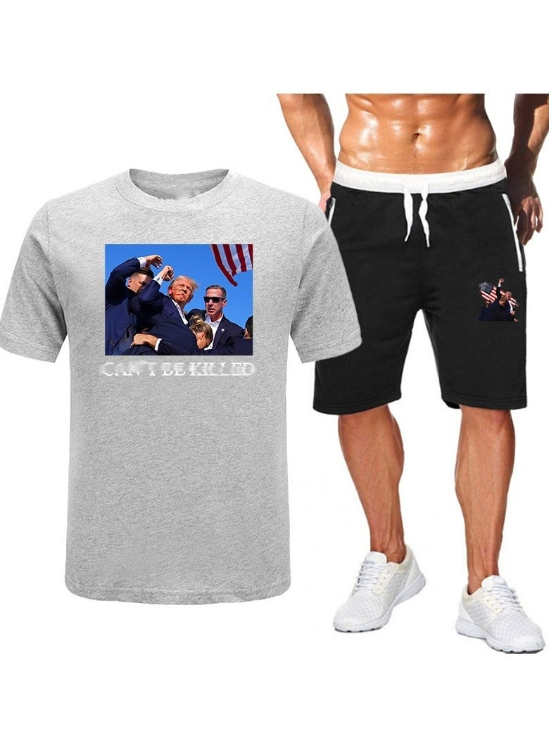 KUYING New Trump Print Short Sleeved Shorts Set - Image 1