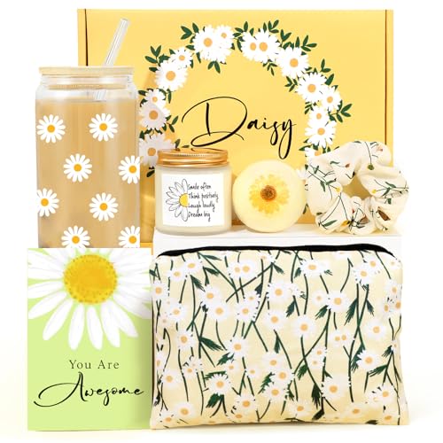 Frerdui Daisy Gifts for Women, Gift Baskets for Women, Cute Unique Birthday Gifts for Woman Best Friend, Inspirational Gifts for Woman, Daisy Themed Gift for Her Teen Girl Sister Friendship - Image 1