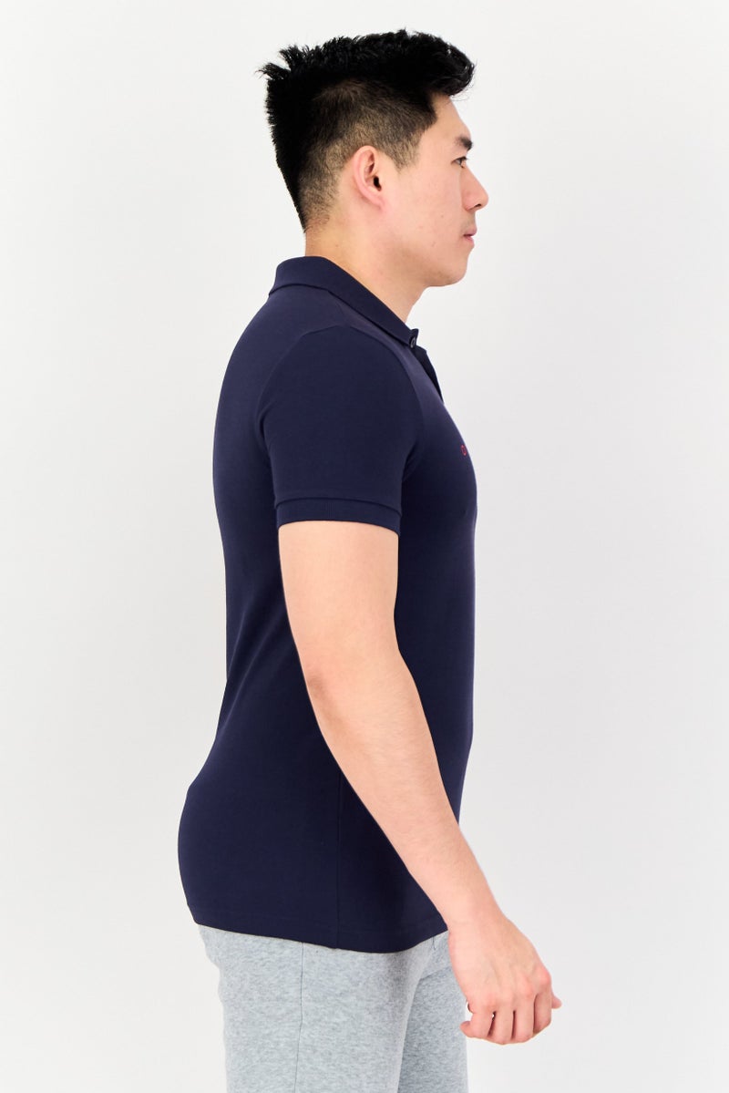 PUMA One8 Men Slim Fit Brand Logo Short Sleeves Outdoor Polo Shirt, Navy - Image 3